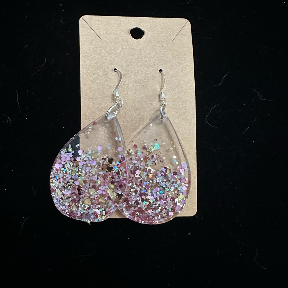 Sparkling Pink Teardrop Earrings